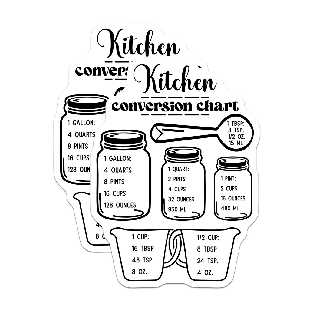 (2 Pack) Kitchen Conversion Chart Magnets - Baking Measurements - Cooking Conversions Helper - Fridge Decor for Cooks - 5 Inches On Longest Side - Thick Durable Magnet - Made in USA - MAG39276