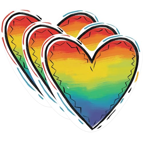 (3 Pack) Rainbow Heart Decals - Pride Heart Stickers - Laptop Decals - 3 Inches On Longest Side - Easy Peel & Apply - Made in USA - 3MCS1153
