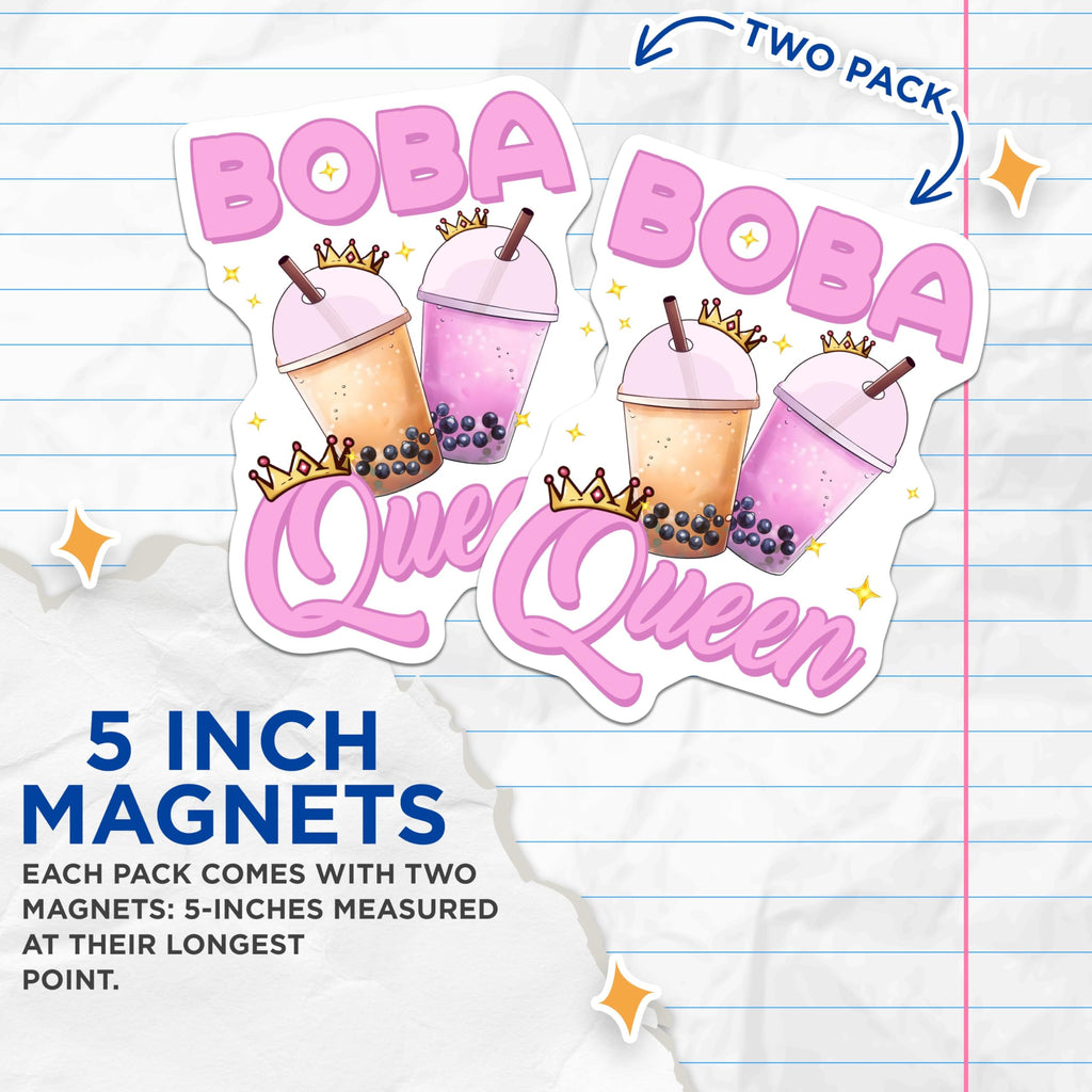 (2 Pack) Boba Queen Magnets - 5" On Longest Side - for Cars, Fridges, Toolboxes - Made in USA - MAG7746