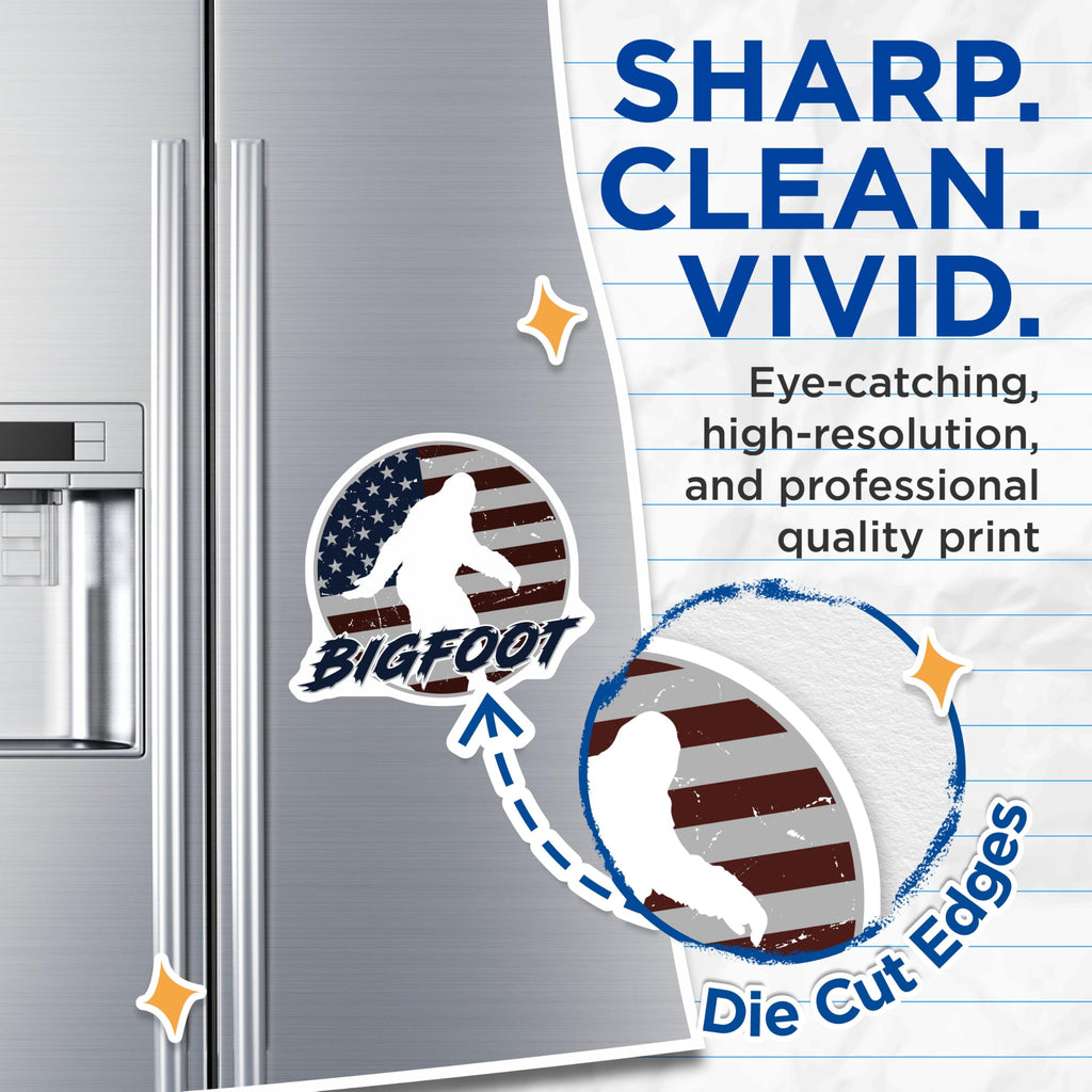 (2 Pack) Bigfoot Magnets - American Flag Sasquatch - Patriotic Cryptozoology Decor - 5 Inches On Longest Side - Thick Durable Magnet - Made in USA - MAG19251