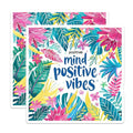 (2 Pack) Positive Mind Positive Vibes Magnets - Inspirational Quote - Floral Design - 5" On Longest Side - for Cars, Fridges, Toolboxes - Made in USA - MAG4315