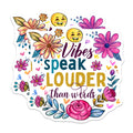 (2 Pack) Good Vibes Magnets - Positive Quote Decor - Floral Happy Emoji Art - 5 Inches On Longest Side - Thick Durable Magnet - Made in USA - MAG36467