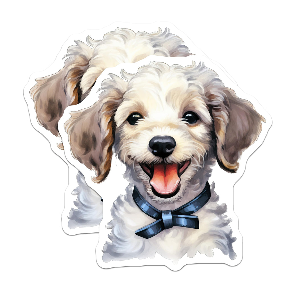 (2 Pack) Cute Fluffy Puppy Magnets - Happy Dog Decor - Pet Lover Accessory - 5 Inches On Longest Side - Thick Durable Magnet - Made in USA - MAG23942