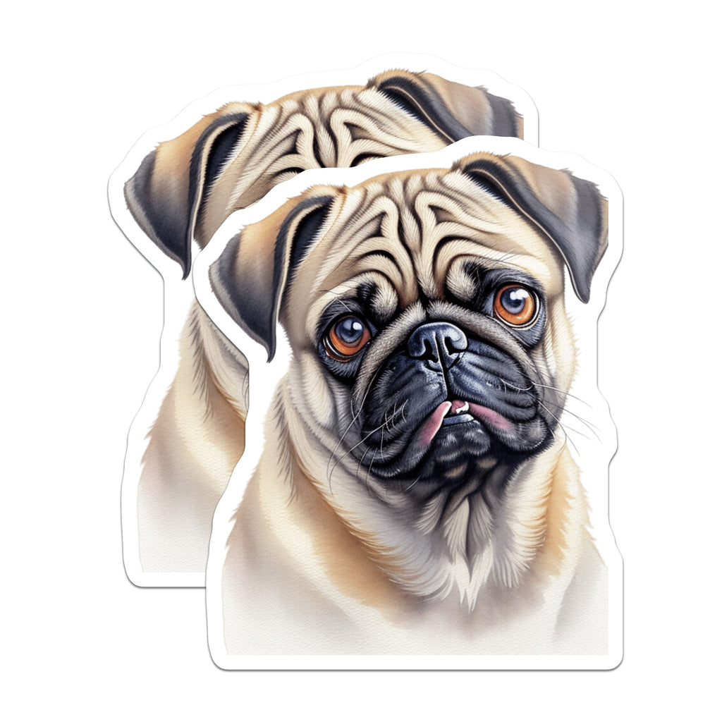 (2 Pack) Pug Dog Magnets - Cute Pug Lover Decor - Pet Owner Refrigerator Art - Animal Fridge Accessory - 5 Inches On Longest Side - Thick Durable Magnet - Made in USA - MAG37549