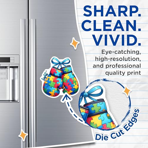 (2 Pack) Autism Awareness Puzzle Magnets - Boxing Gloves - Motivational Fight Magnets - Colorful Puzzle Piece - 5" On Longest Side - for Cars, Refrigerators, Toolboxes, Lockers - Made in USA BMCS3205