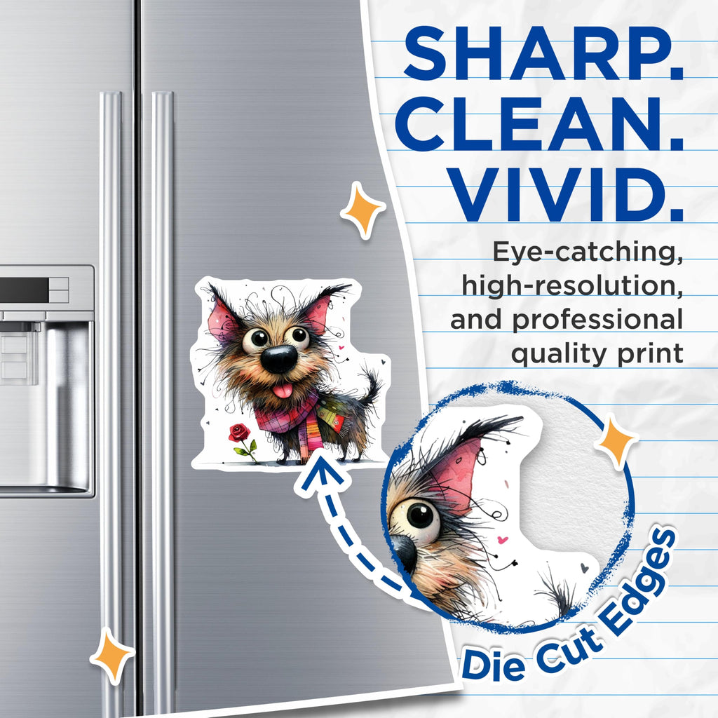 (2 Pack) Cute Scruffy Dog Magnets - Whimsical Watercolor Terrier - Pet Lover Fridge Decor - 5 Inches On Longest Side - Thick Durable Magnet - Made in USA - MAG29626