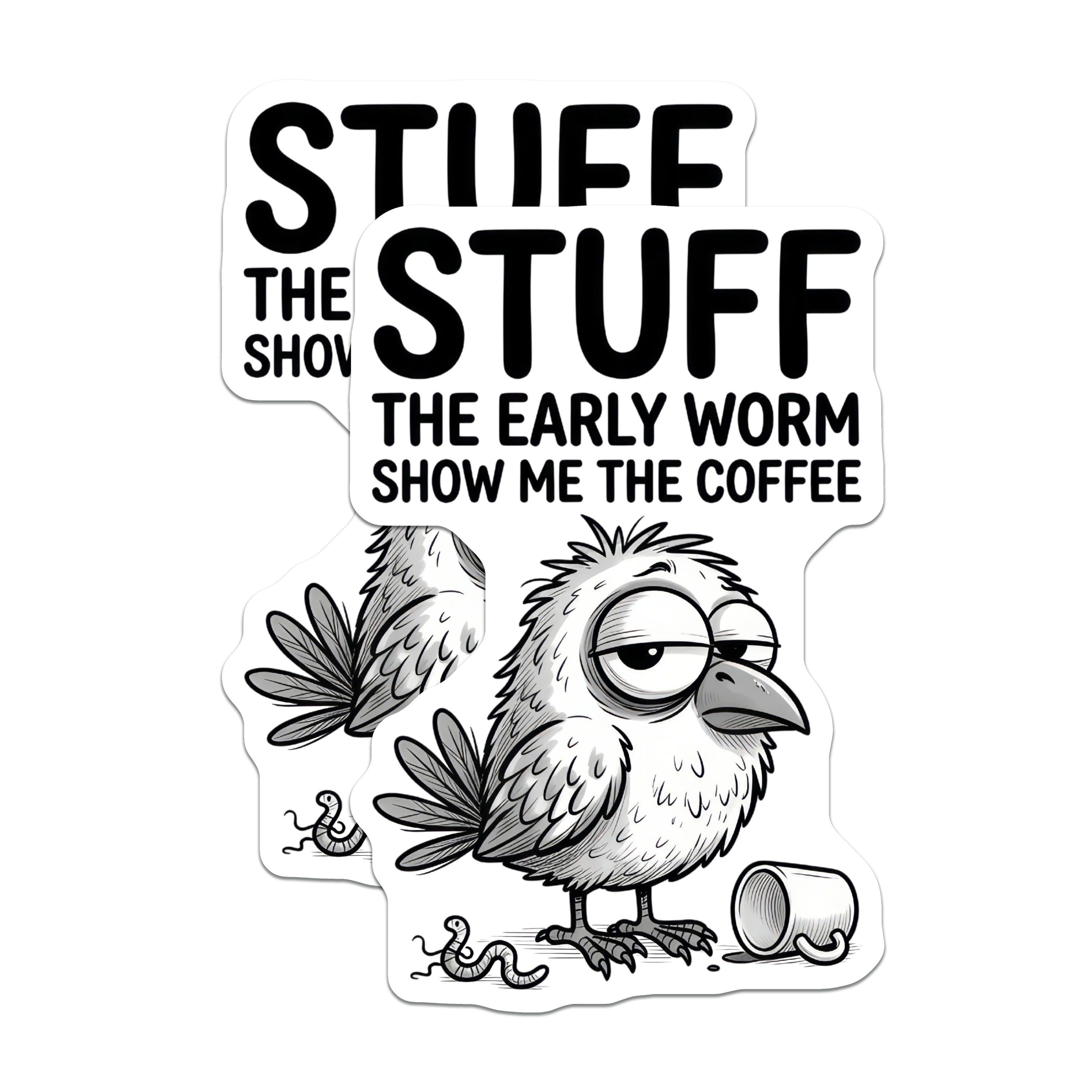 (2 Pack) Coffee Lover Magnets - Grumpy Bird Humor - Early Morning Decor - 5 Inches On Longest Side - Thick Durable Magnet - Made in USA - MAG39961