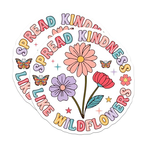 (2 Pack) Spread Kindness Like Wildflowers Magnets Magnets - Inspirational Quotes - Floral Design - 5" On Longest Side - Made in USA - Sticks to Refrigerators & Metal Surfaces - MAG9117
