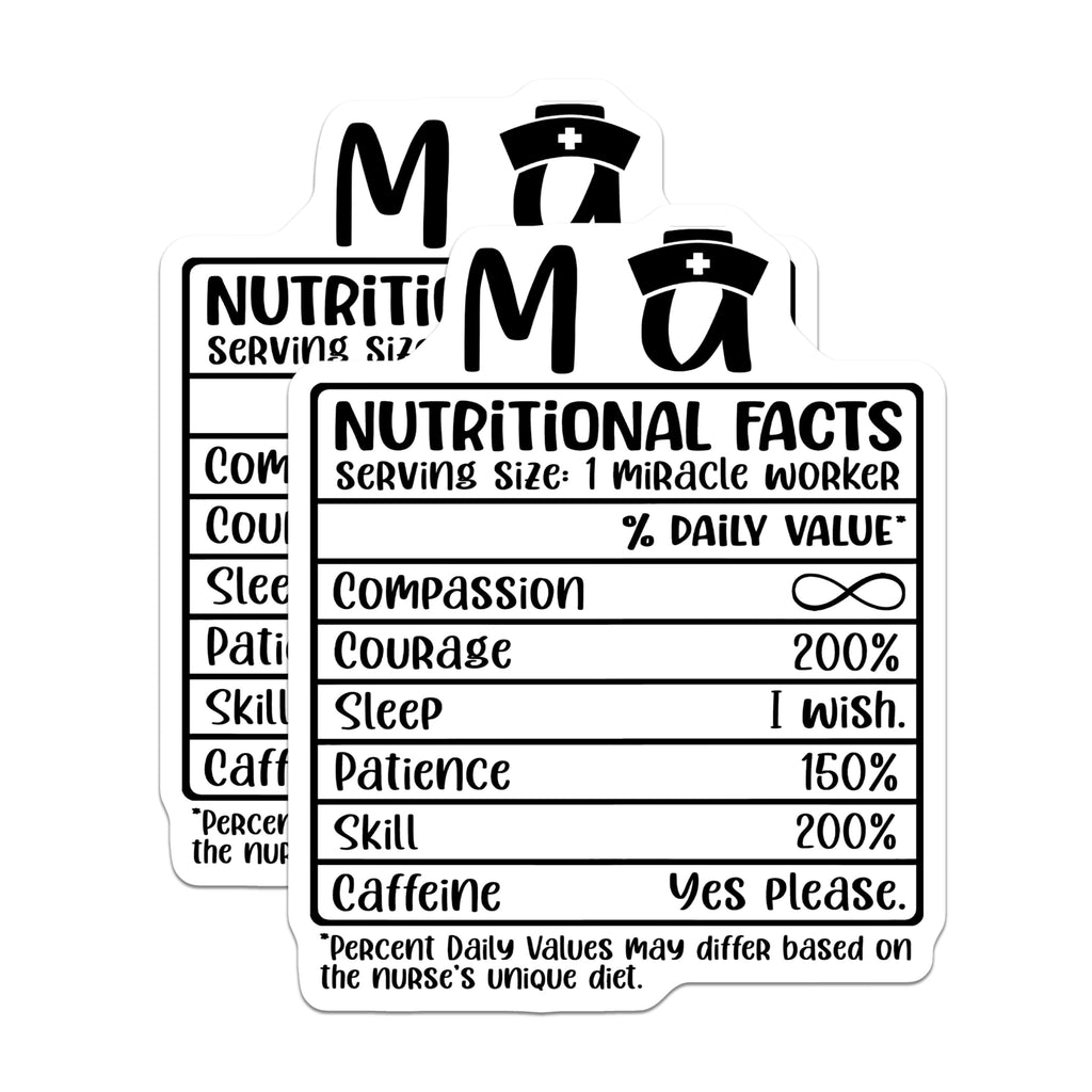 (2 Pack) Nurse Nutritional Facts Magnets - Miracle Worker - RN Magnet - 5" On Longest Side - Premium Magnet - for Cars, Refrigerators, Toolboxes, Lockers - Made in USA - MAG14766