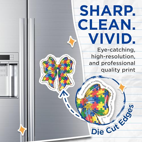 (2 Pack) Puzzle Bow Magnets Magnets - Autism Awareness - Special Needs Support - 5" On Longest Side - Made in USA - Sticks to Refrigerators & Metal Surfaces - MAG8640