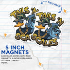 (2 Pack) Funny Duck and Fish Magnets - Tails 'N Scales - Cool Animal Magnets - 5" On Longest Side - for Cars, Fridges, Toolboxes - Made in USA - MAG4524