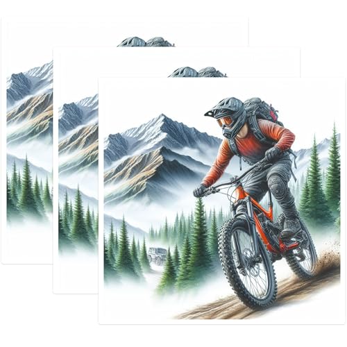 (3 Pack) Mountain Biking Decals - Extreme Sports Decal - Cycling Adventure Decal - 3 Inches On Longest Side - Easy Peel & Apply - Made in USA - 3MCS1367