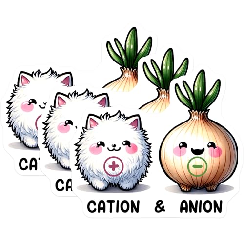 (3 Pack) Cation and Anion Decals - Chemistry Science Stickers - Cute Science Decal - 3 Inches On Longest Side - Easy Peel & Apply - Made in USA - 3MCS6794