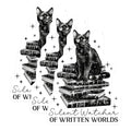 (3 Pack) Black Cat Decals - Stack of Books Sticker - Gothic Laptop Decals - 3 Inches On Longest Side - Easy Peel & Apply - Made in USA - 3MCS2340