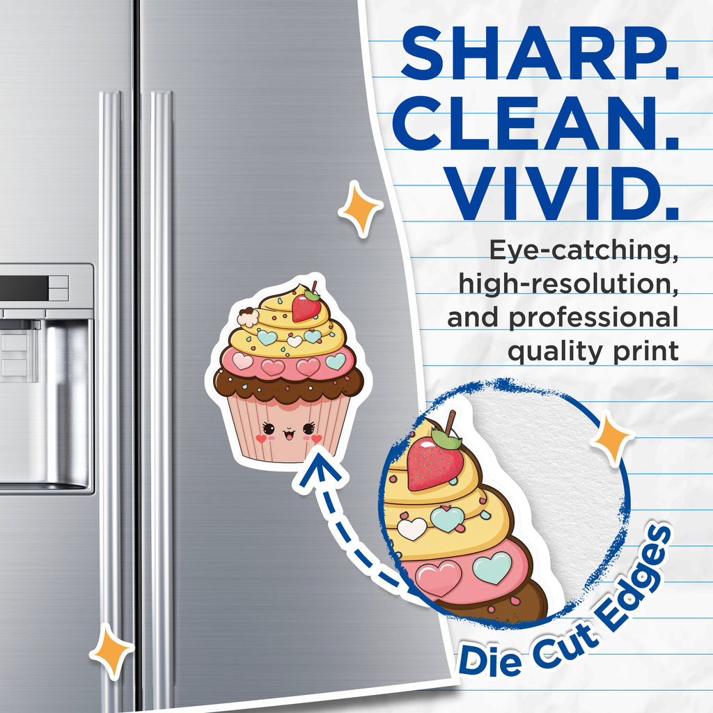 (2 Pack) Kawaii Cupcake Magnets - Sweet Dessert Food - Happy Fridge Locker Decor - 5 Inches On Longest Side - Thick Durable Magnet - Made in USA - MAG39596