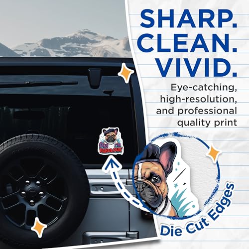 (2 Pack) French Bulldog Stickers - 5" On Longest Side - Sticks to Smooth Flat Surfaces - Made in USA - BMCS8532 - BMCS8532