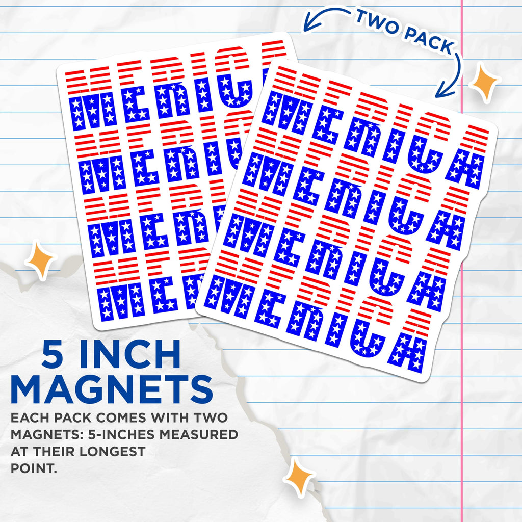 (2 Pack) America Patriotic Magnets - USA Flag Decor - Independence Day Celebration - National Pride Item - 5 Inches On Longest Side - Thick Durable Magnet - Made in USA - MAG27095