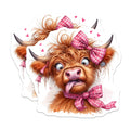 (2 Pack) Funny Highland Cow Magnets - Whimsical Farmhouse Decor - Crazy Cow Art for Kitchen - 5 Inches On Longest Side - Thick Durable Magnet - Made in USA - MAG36686