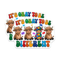 (2 Pack) Autism Acceptance Cow Magnets - Neurodiversity Puzzle Piece - It's Okay to Be Different Quote - 5 Inches On Longest Side - Thick Durable Magnet - Made in USA - MAG28132