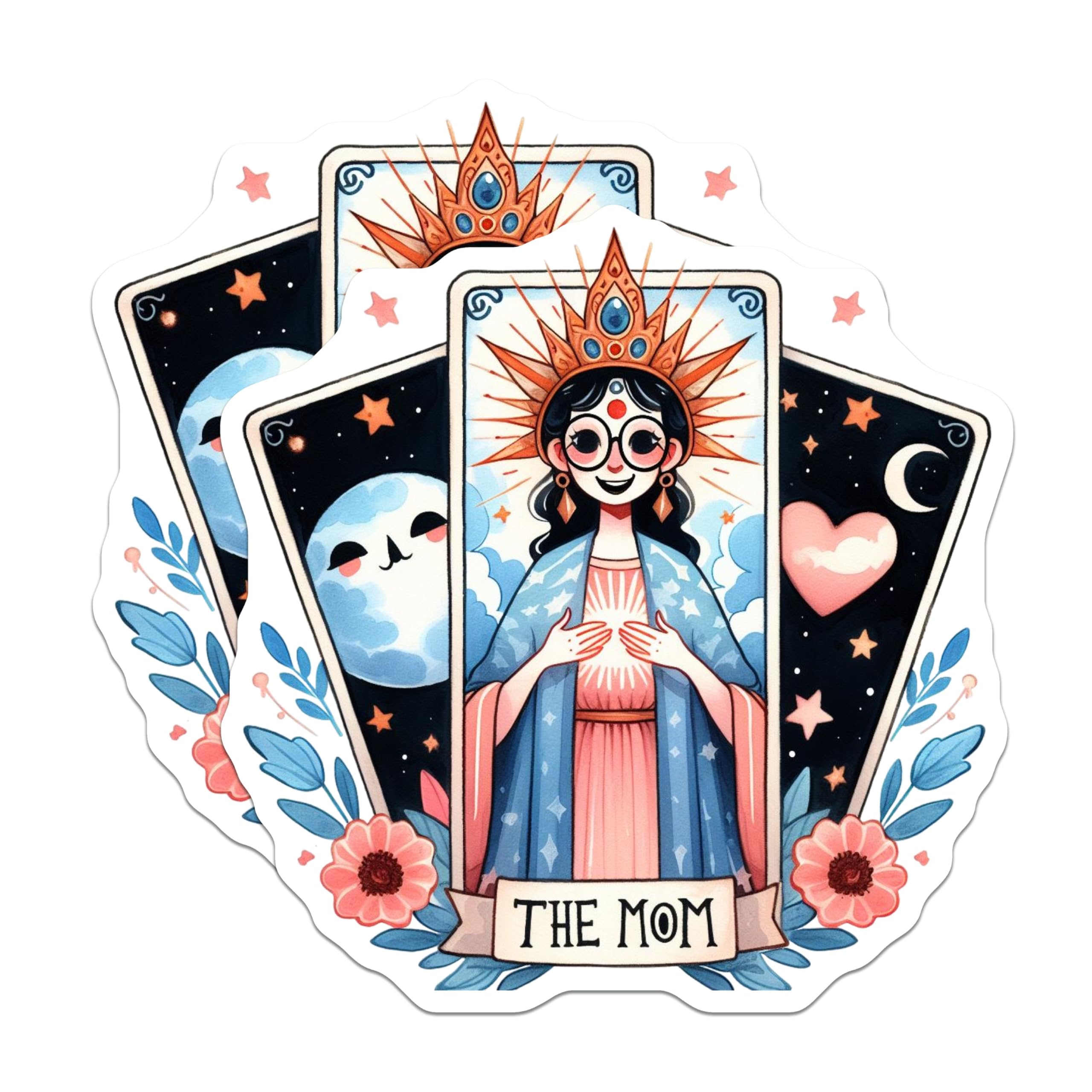 (2 Pack) The Mom Tarot Card Magnets - Celestial Mother Art - Whimsical Spiritual Queen Decor - Mother's Day Appreciation - 5 Inches On Longest Side - Thick Durable Magnet - Made in USA - MAG22886