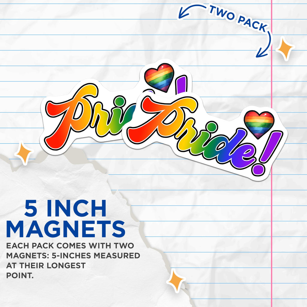 (2 Pack) Pride Magnets - LGBTQ Decor - Rainbow Heart Fridge Magnets - 5" On Longest Side - Premium Magnet - for Cars, Refrigerators, Toolboxes, Lockers - Made in USA - MAG17001