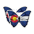 (2 Pack) Colorado Flag Stickers - Butterfly Decals - State Pride Souvenir - 5" On Longest Side - Sticks to Smooth Flat Surfaces - Made in USA - BMCS18374