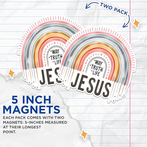 (2 Pack) The Way The Truth The Life Magnets - Christian Faith Magnets - Inspirational Jesus Quotes Magnets- 5" On Longest Side - for Fridges, Toolboxes, Cars - Made in USA - MAG2833