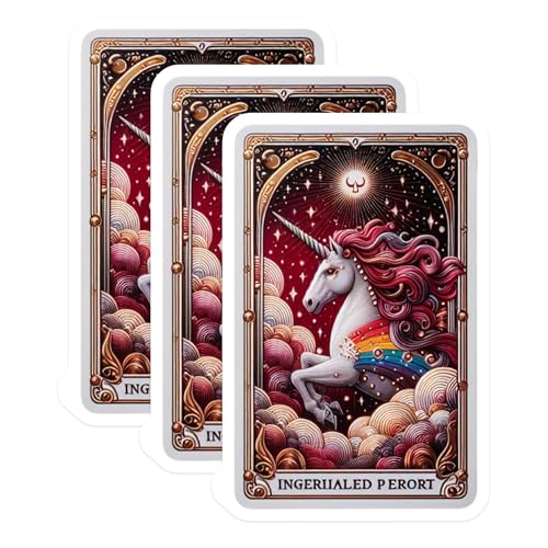 (3 Pack) Art Nouveau Unicorn Decals - Rainbow Unicorn Stickers - Laptop Decal - 3 Inches On Longest Side - Easy Peel & Apply - Made in USA - 3MCS0108