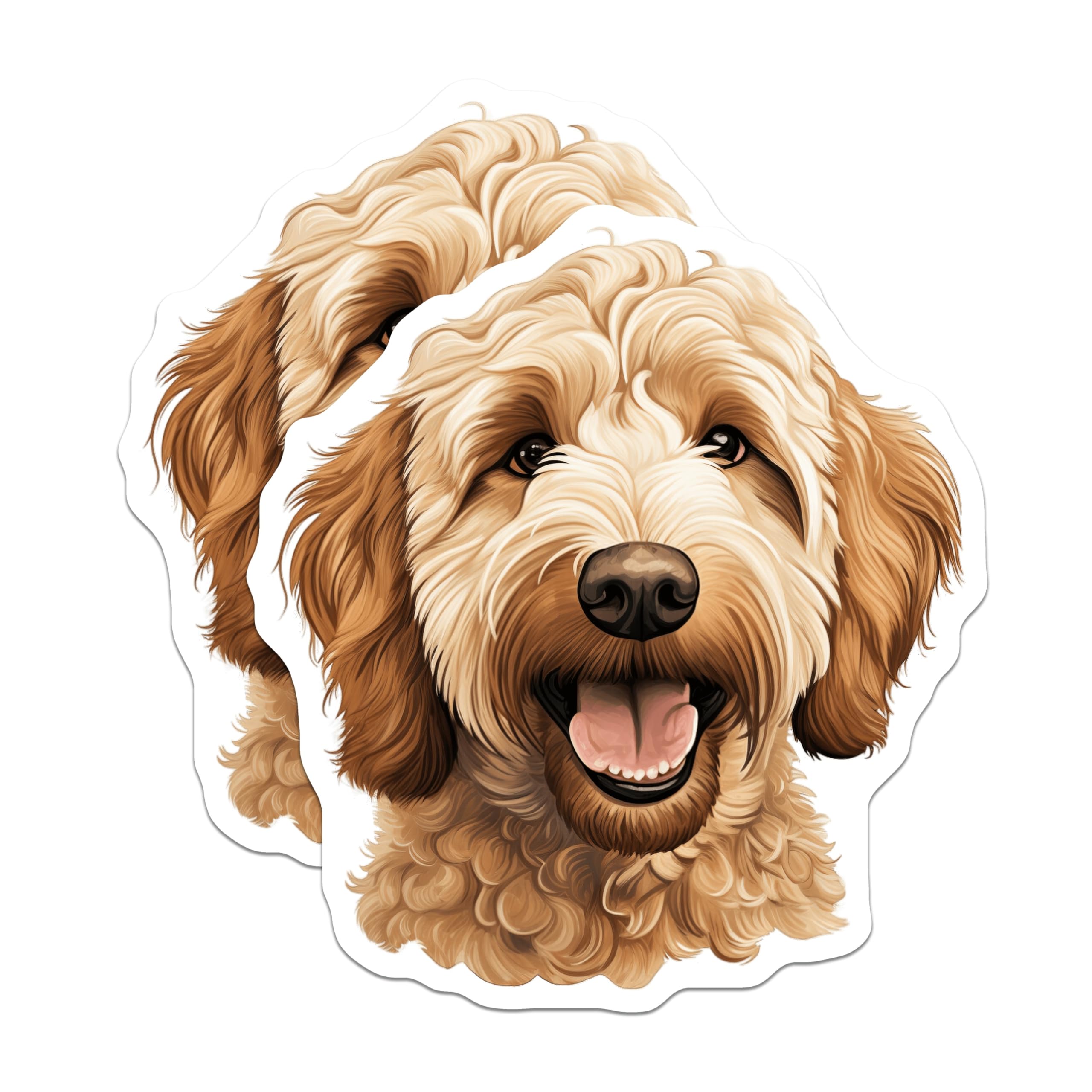 (2 Pack) Goldendoodle Magnets - Happy Dog Face - Pet Lover Kitchen Decor - Dog Mom Aesthetic - 5 Inches On Longest Side - Thick Durable Magnet - Made in USA - MAG25233