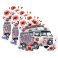 (3 Pack) Hippie Van Decals - Mandala Art - Flower Power Decals - 3 Inches On Longest Side - Easy Peel & Apply - Made in USA - 3MCS7643