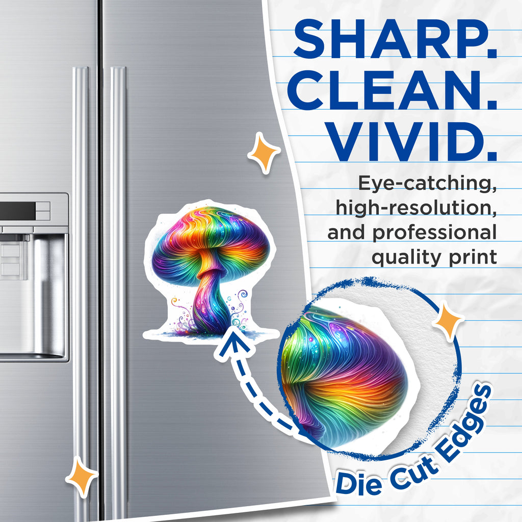 (2 Pack) Rainbow Mushroom Magnets - Psychedelic Fridge Decor - Whimsical Kitchen Accessory - 5 Inches On Longest Side - Thick Durable Magnet - Made in USA - MAG38859