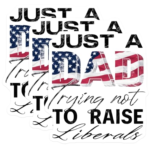 (3 Pack) Patriotic Dad Decals - American Flag Dad - Funny Political Decals - 3 Inches On Longest Side - Easy Peel & Apply - Made in USA - 3MCS7697