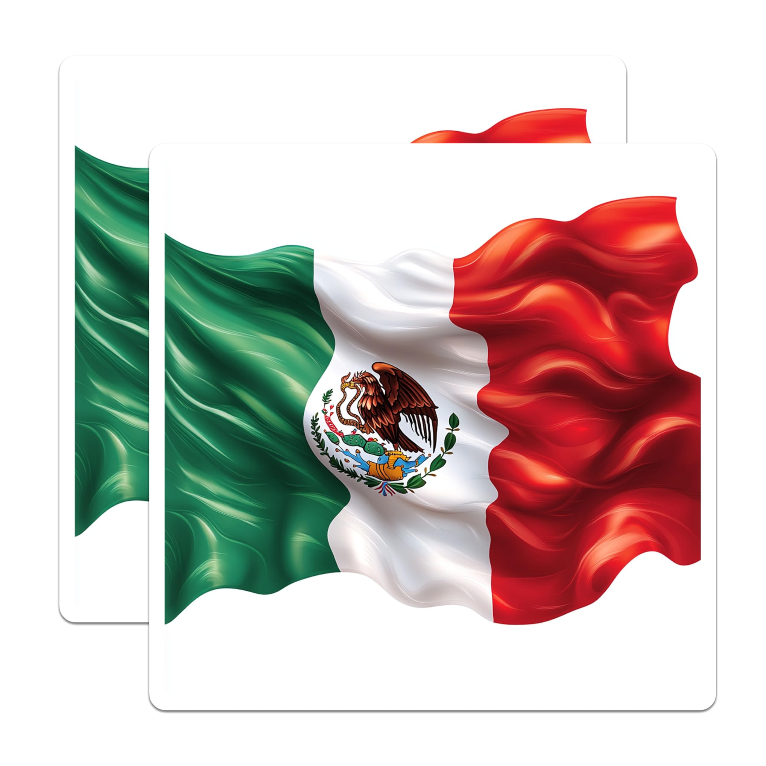 (2 Pack) Mexican Flag Magnets - National Emblem Decor - Patriotic Refrigerator Art - Mexico Pride Souvenirs - 5 Inches On Longest Side - Thick Durable Magnet - Made in USA - MAG29240