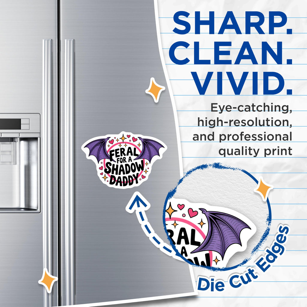 (2 Pack) Feral Shadow Daddy Magnets - Goth Bat Wings Magnet Set - Dark Humor Quote - Alt Subculture Refrigerator Decor - 5 Inches On Longest Side - Thick Durable Magnet - Made in USA - MAG22186