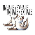 (2 Packs) Inhale & Exhale Cat Doing Yoga Stretching Stickers - Funny Cute Cat Yogi Yoga Decals - 5" On Longest Side - Premium Vinyl Decal - Sticks to Any Smooth Flat Surface - Made in USA - BMCS2414