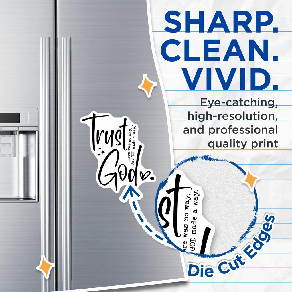 (2 Pack) Trust God Magnets - God Made A Way Quote - Christian Inspirational Home Decor Magnets - 5 Inches On Longest Side - Thick Durable Magnet - Made in USA - MAG23823