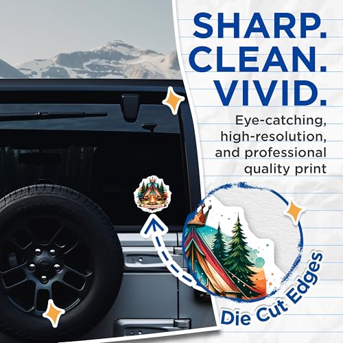 (2 Pack) Queen of The Camper Stickers - Camper Van Life - Camping Adventure Stickers - Outdoors Enthusiasts Stickers - 5" On Longest Side - Sticks to Smooth Flat Surfaces - Made in USA - BMCS6769