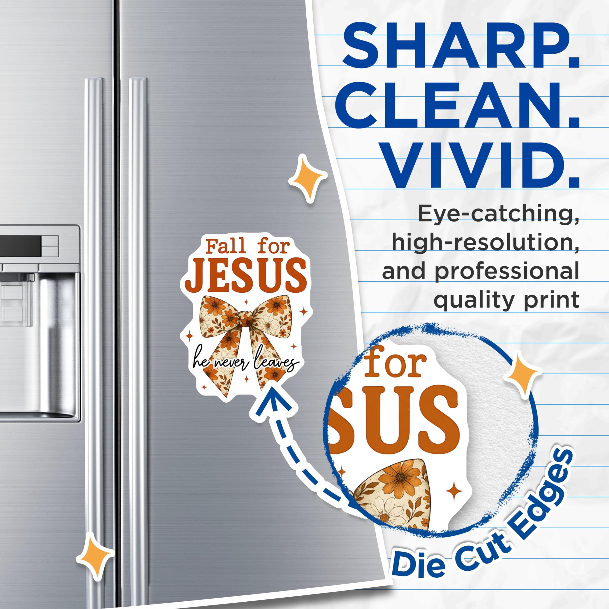 (2 Pack) Fall for Jesus Magnets - Christian Faith Refrigerator Decor - Inspirational Autumn Kitchen Accent - 5 Inches On Longest Side - Thick Durable Magnet - Made in USA - MAG27524