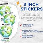 (3 Pack) Earth Day Decals - Go Planet Sticker - Cute Earth Decal - 3 Inches On Longest Side - Easy Peel & Apply - Made in USA - 3MCS8514