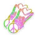 (2 Pack) Rainbow Peace Hand Stickers - Colorful Heart Stickers - LGBTQ Pride Stickers - Love and Peace Stickers - 5" On Longest Side - Sticks to Smooth Flat Surfaces - Made in USA - BMCS4730