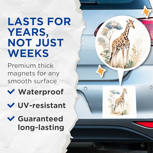 (2 Pack) Giraffe Safari Adventure Magnets Magnets - 5" On Longest Side - Made in USA - Sticks to Refrigerators & Metal Surfaces - MAG8688