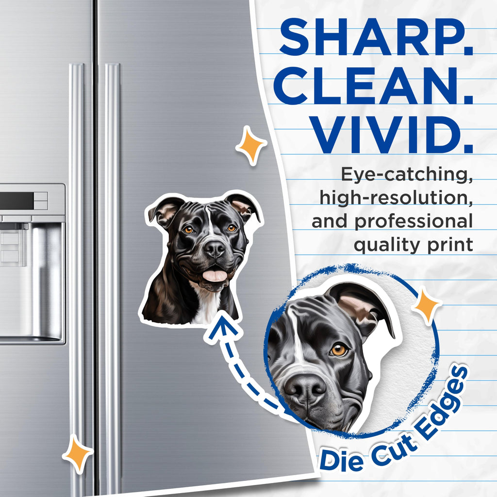 (2 Pack) Pitbull Dog Magnets - Bully Breed Art - Dog Mom Pet Parent Home Decor - 5 Inches On Longest Side - Thick Durable Magnet - Made in USA - MAG30384