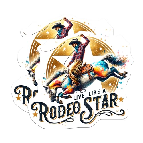 (2 Pack) Rodeo Star Magnets - Live Like A Rodeo Star - Cowboy Magnets for Western Decor - Equestrian Magnets - 5" On Longest Side - for Cars, Fridges, Toolboxes - Made in USA - MAG7224
