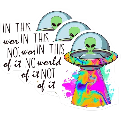 (3 Pack) Alien Decals - UFO Stickers - Extraterrestrial Laptop Decal - 3 Inches On Longest Side - Easy Peel & Apply - Made in USA - 3MCS6535