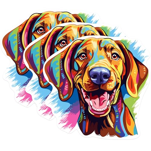 (3 Pack) Colorful Dog Decals - Animal Laptop Decal - Pet Decal - 3 Inches On Longest Side - Easy Peel & Apply - Made in USA - 3MCS0843