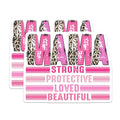 (2 Pack) Mama Strong Protective Loved Beautiful Stickers - Inspirational Quotes Stickers - Motivational Words Stickers - 5" On Longest Side - Sticks to Smooth Flat Surfaces - Made in USA - BMCS5763