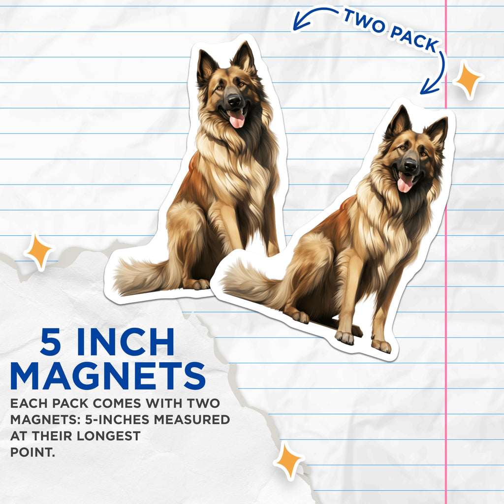 (2 Pack) German Shepherd Magnets - Dog Lover Decor - Pet Owner Present - 5 Inches On Longest Side - Thick Durable Magnet - Made in USA - MAG30858