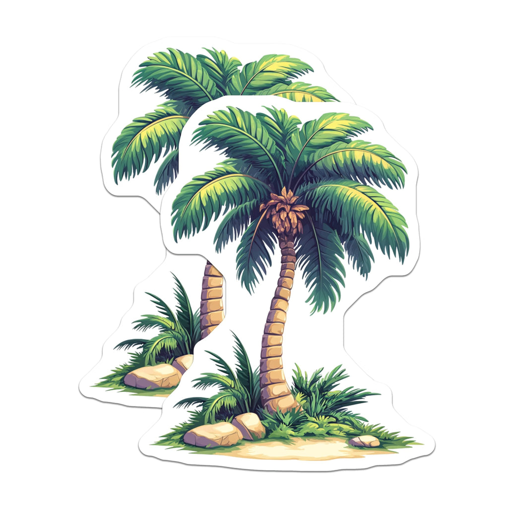 (2 Pack) Tropical Palm Tree Magnets - Beach Island Decor - Summer Vacation Home Accents - Refrigerator Kitchen Magnets - 5 Inches On Longest Side - Thick Durable Magnet - Made in USA - MAG25668