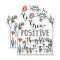 (2 Pack) Grow Positive Thoughts Magnets - Floral Affirmation Decor - Nature Inspired Gift Idea - 5 Inches On Longest Side - Thick Durable Magnet - Made in USA - MAG36827