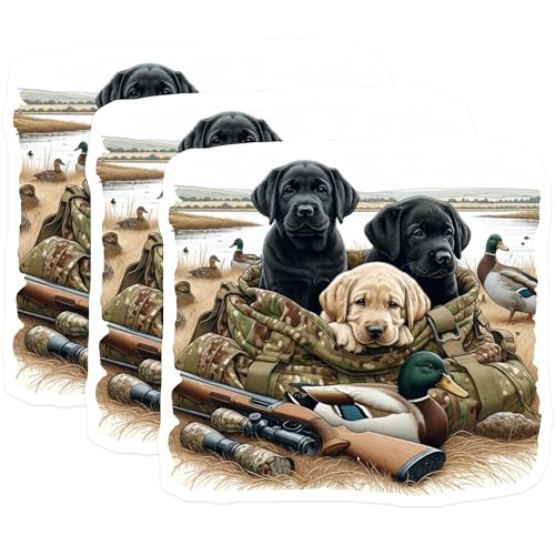(3 Pack) Labrador Retriever Decals - Hunting Decal - Hunting Dogs - Duck Hunting - 3 Inches On Longest Side - Easy Peel & Apply - Made in USA - 3MCS7424